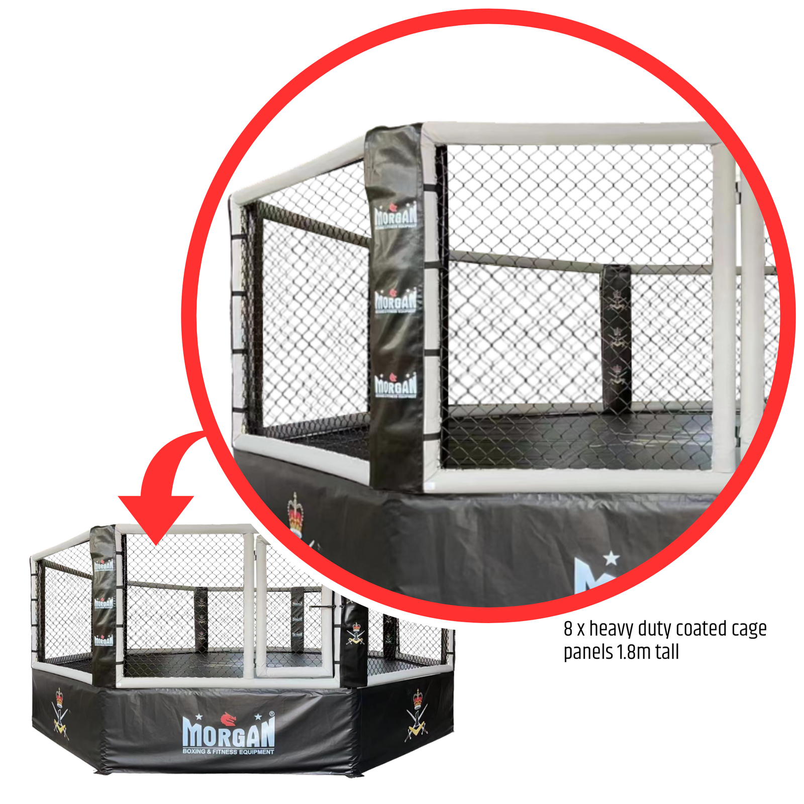 MORGAN CUSTOM RAISED MMA CAGE | 5m x 5m (1m raised)