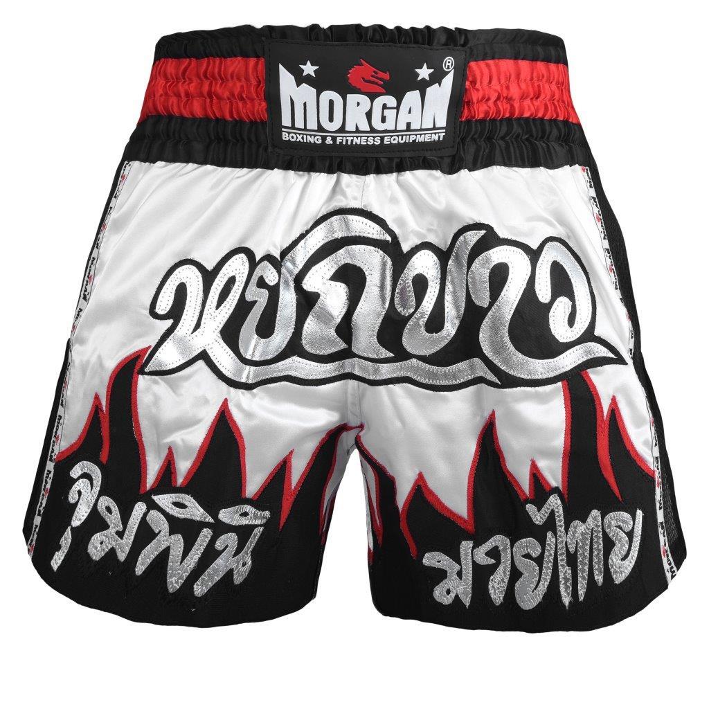 Morgan Sports **FREE DELIVERY** V2 Flame Muay Thai Kick Boxing White Shorts 