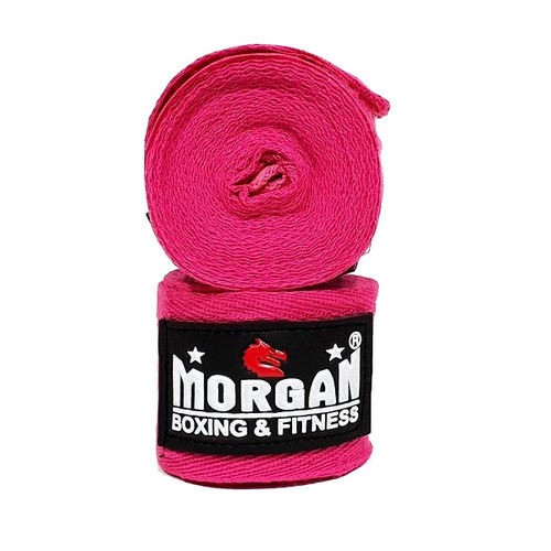 MORGAN COTTON BOXING HAND WRAPS 180inch - 4m long (PAIR)[Pink]