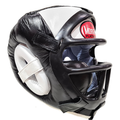 MORGAN LEATHER HEAD GUARD WITH ABX PLASTIC REMOVABLE GRILL