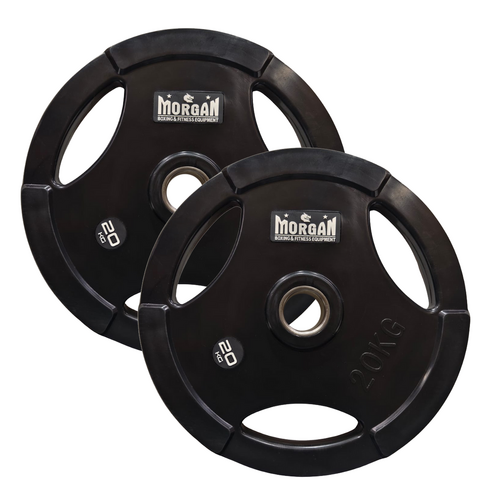 Morgan Tri-Grip Rubber Coated Olympic Weight Plates (Pair) [20kg]