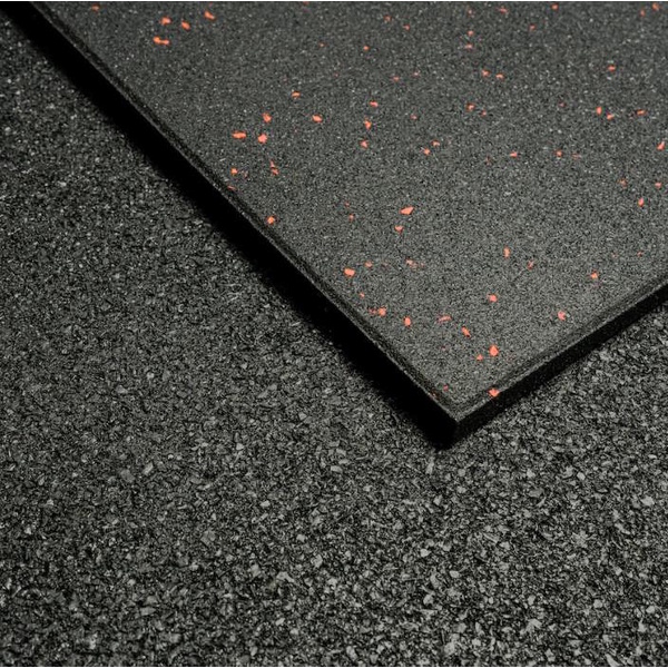 MORGAN COMMERCIAL GRADE RUBBER FLOOR TILES | RED FLECK (1m x 1m x 15mm) 